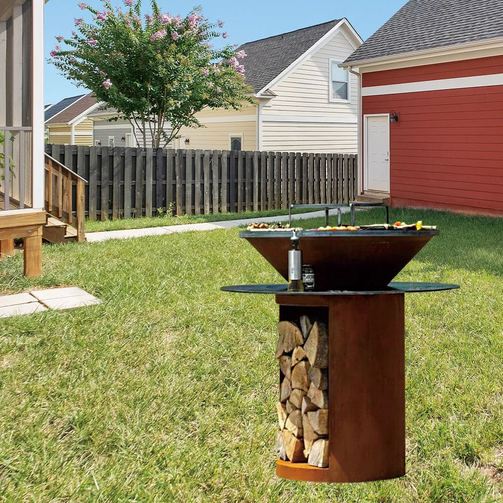 Europe Outdoor Brasero Barbecue Corten Steel Fire Pit BBQ