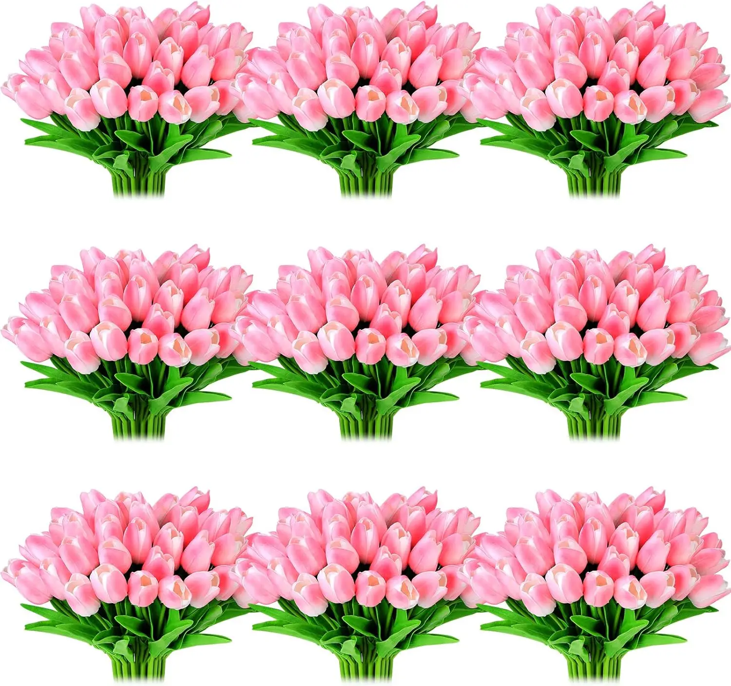 

100 Pcs Artificial Real Tulips Fake Artificial Tulip Flower Bulk Bouquet with Stem for Table Centerpieces Wedding Bridal