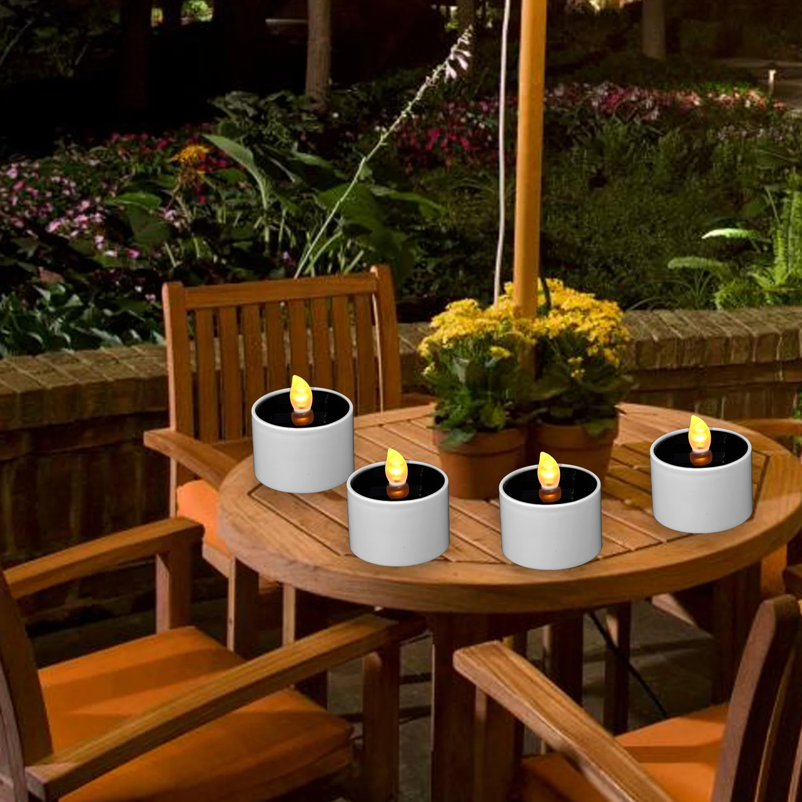 

1Pcs LED Solar Light Waterproof Yellow Flicker Flameless for Garden Wedding Party Dinner Pond Water Display Decor