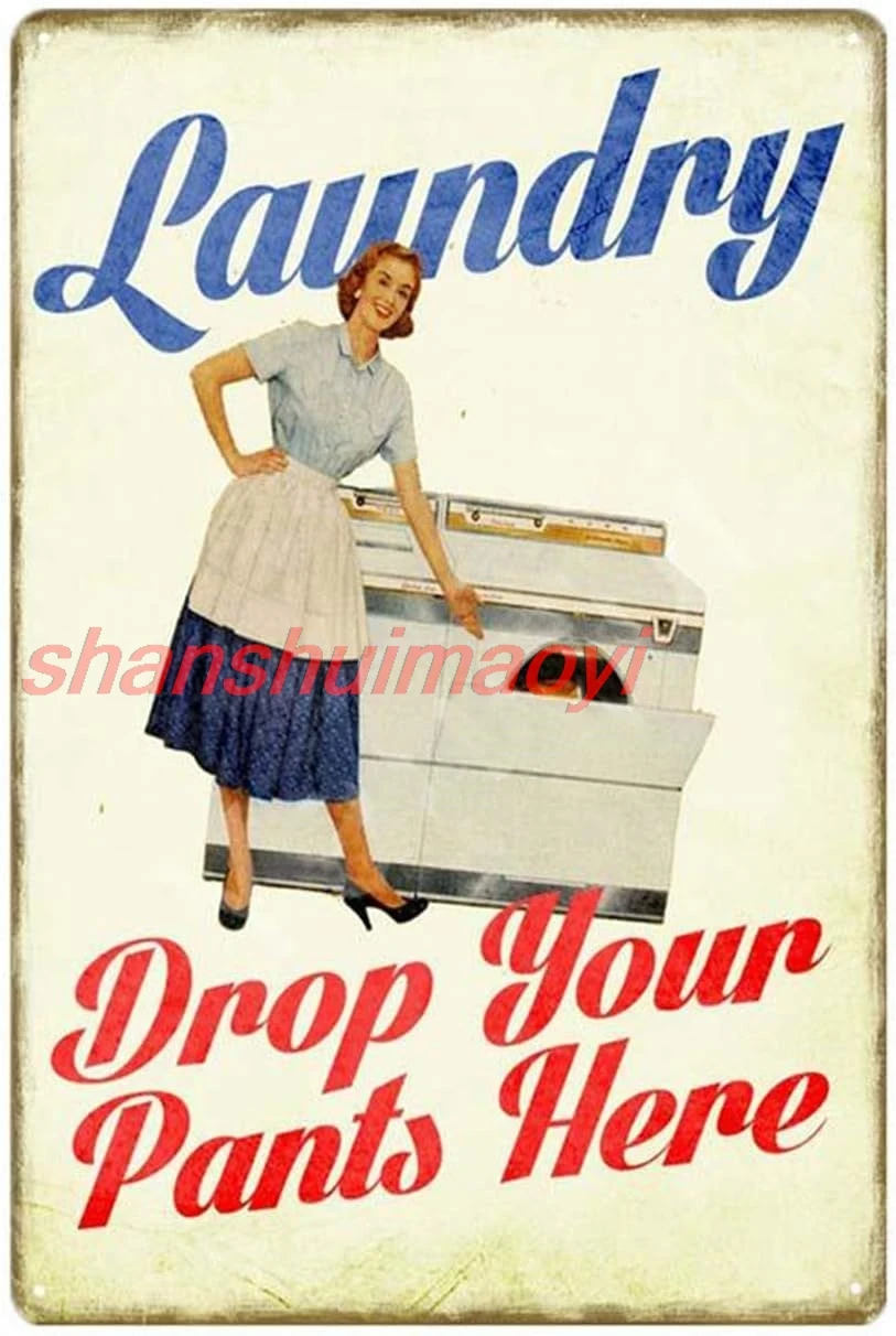 New Vintage Retro Metal Tin Sign Pin Up Girl Laundry Drop Your Pants Here Home Bar Club Kitchen Restaurant Wall Art Decor P sign