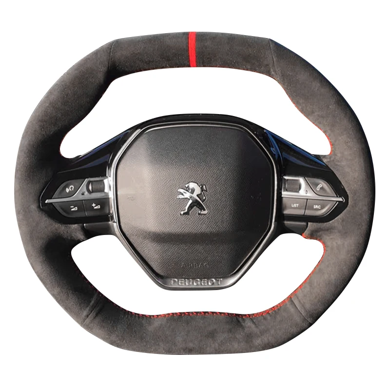 

Для Peugeot e-208 508 208 3008 4008 5008 2016-2020 прошитый вручную противоскользящий замшевый чехол на руль автомобиля