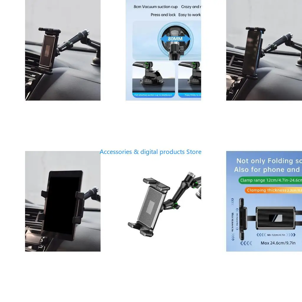 77JD Car Mount Suction Cup Tablet Holder Secure and Flexible Phone Stand for In Vehicles Entertainment and Navigation