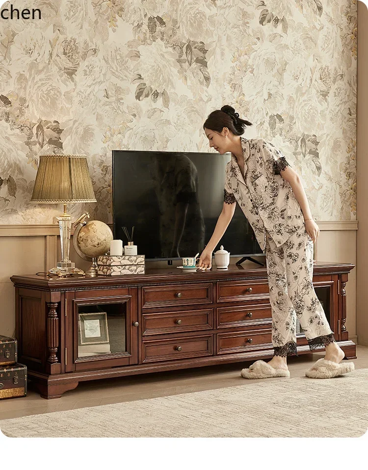 b11-7.1 classical all-solid wood TV cabinet villa large-sized TV cabinet