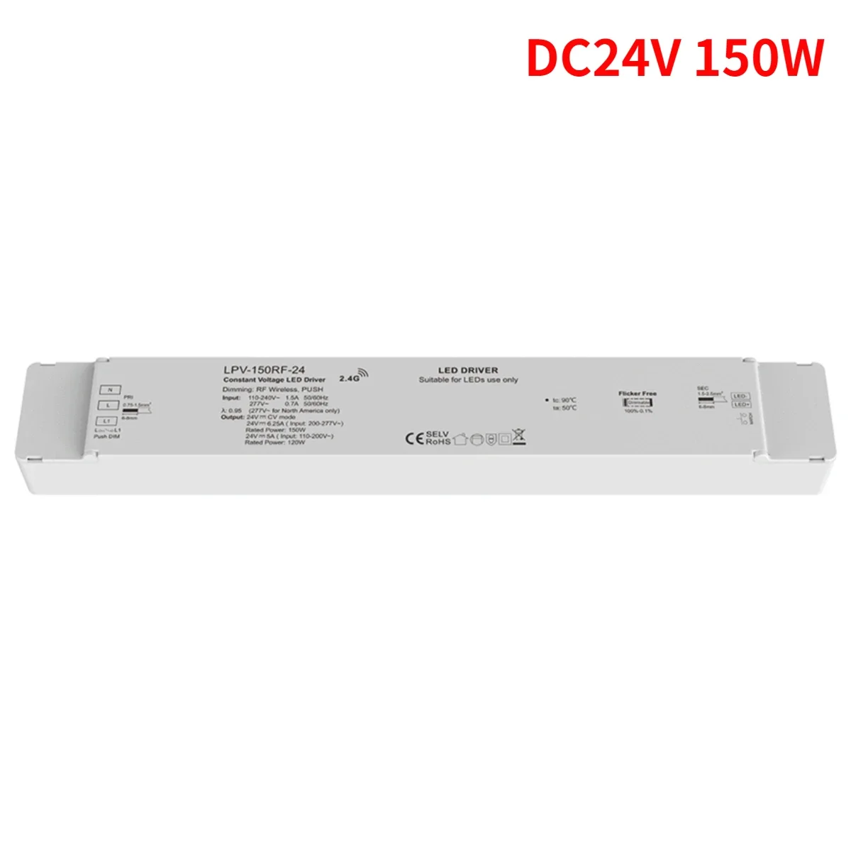 Imagem -05 - Fonte de Alimentação Regulável para Módulos de Luz Led dc 12 v 24v rf Mais Push Tensão Constante 150w Lpv150rf-12 Lpv-150rf24