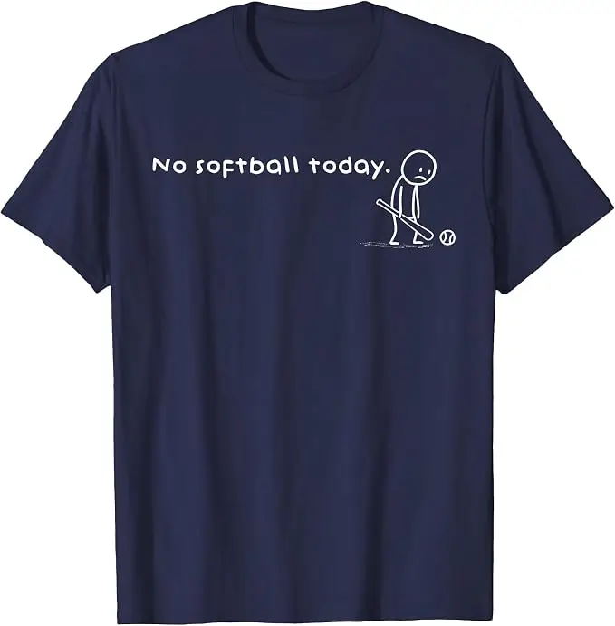 Lustiges „No Softball Today“-Humor-T-Shirt für sarkastische Meme-Sportliebhaber – Y2K-Zeichnung, Comic, verspielte Stickman-Grafik mit Spruch – T-Shirt-Kleidung – Detail 10