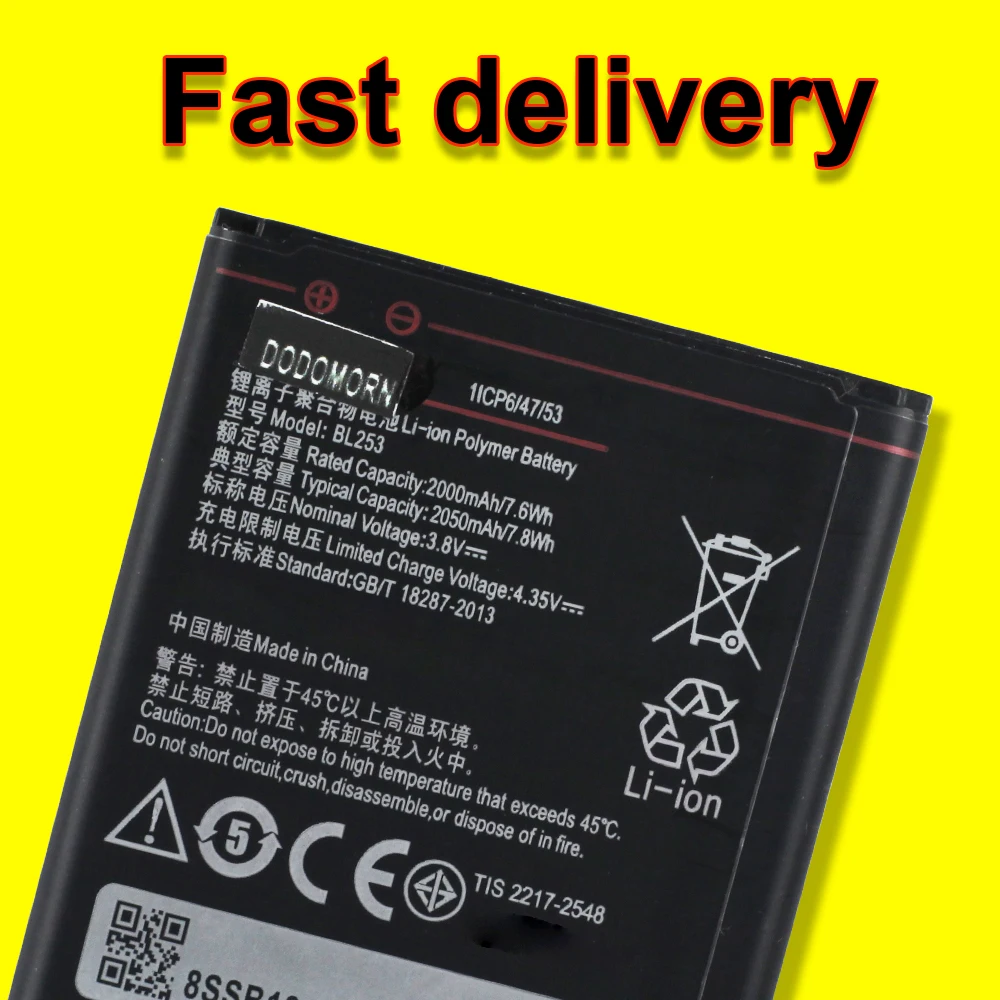 New 2050mAh BL253 Battery For Lenovo A2016a40 A2016  Phone High Quality With Tracking Number