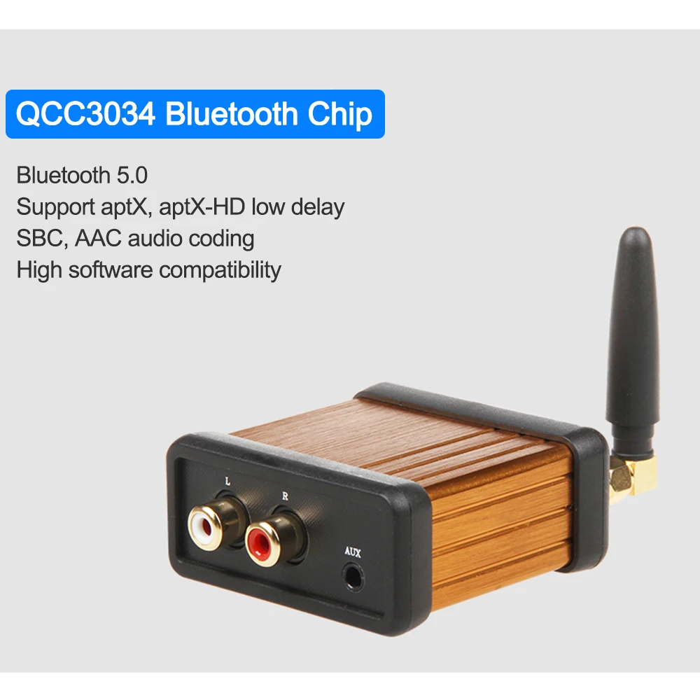 QCC3034 Bluetooth 5.0 odbiornik klasy HIFI odbiornik Audio w obudowie do samochodu moduł wzmacniacza Audio bezstratny aptxhd bezprzewodowy RCA SBC