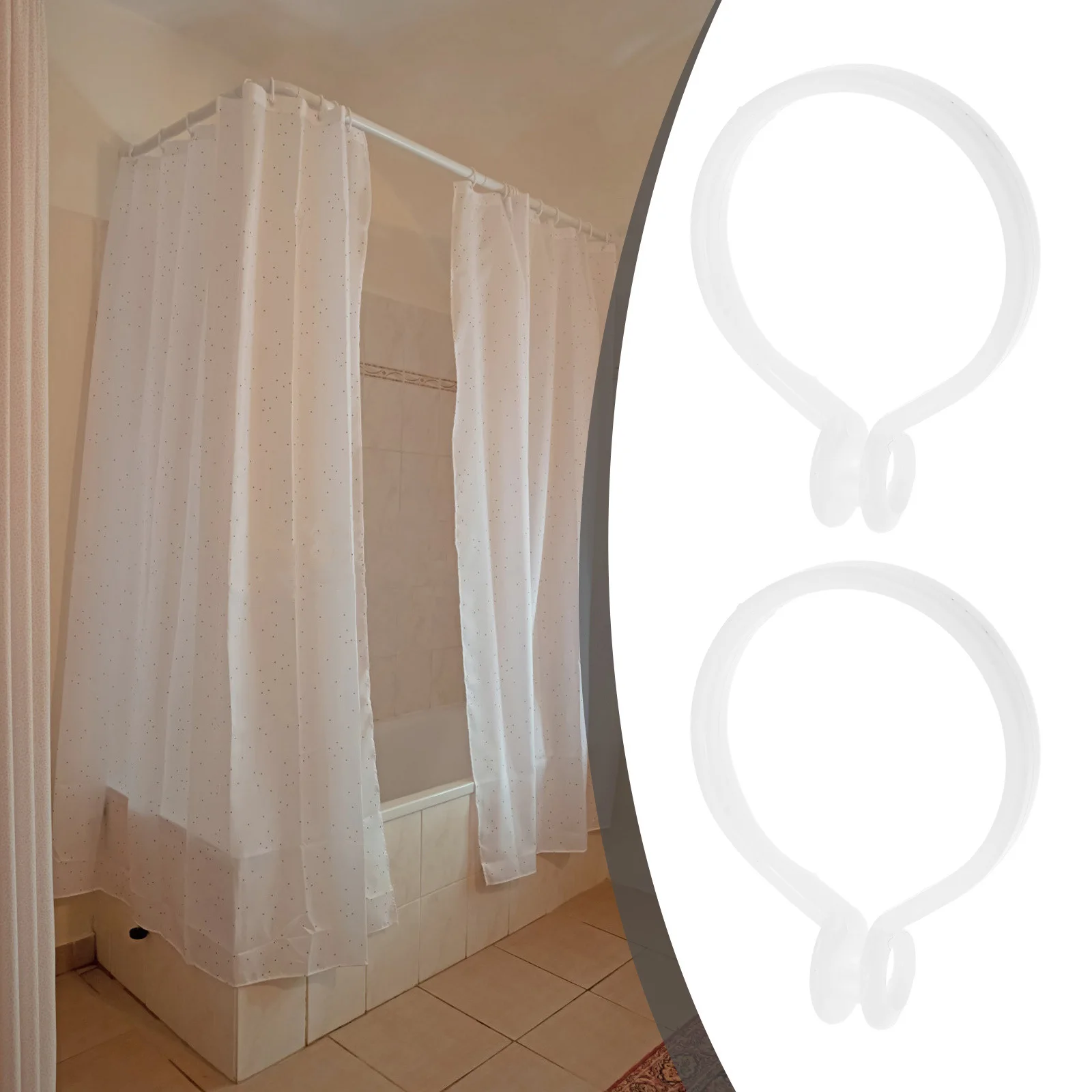 

100Pcs Open Type Curtain Rings Plastic Drapery Accessories Easy Slide for Home Decoration Curtain Rings Eyelets for Curtains