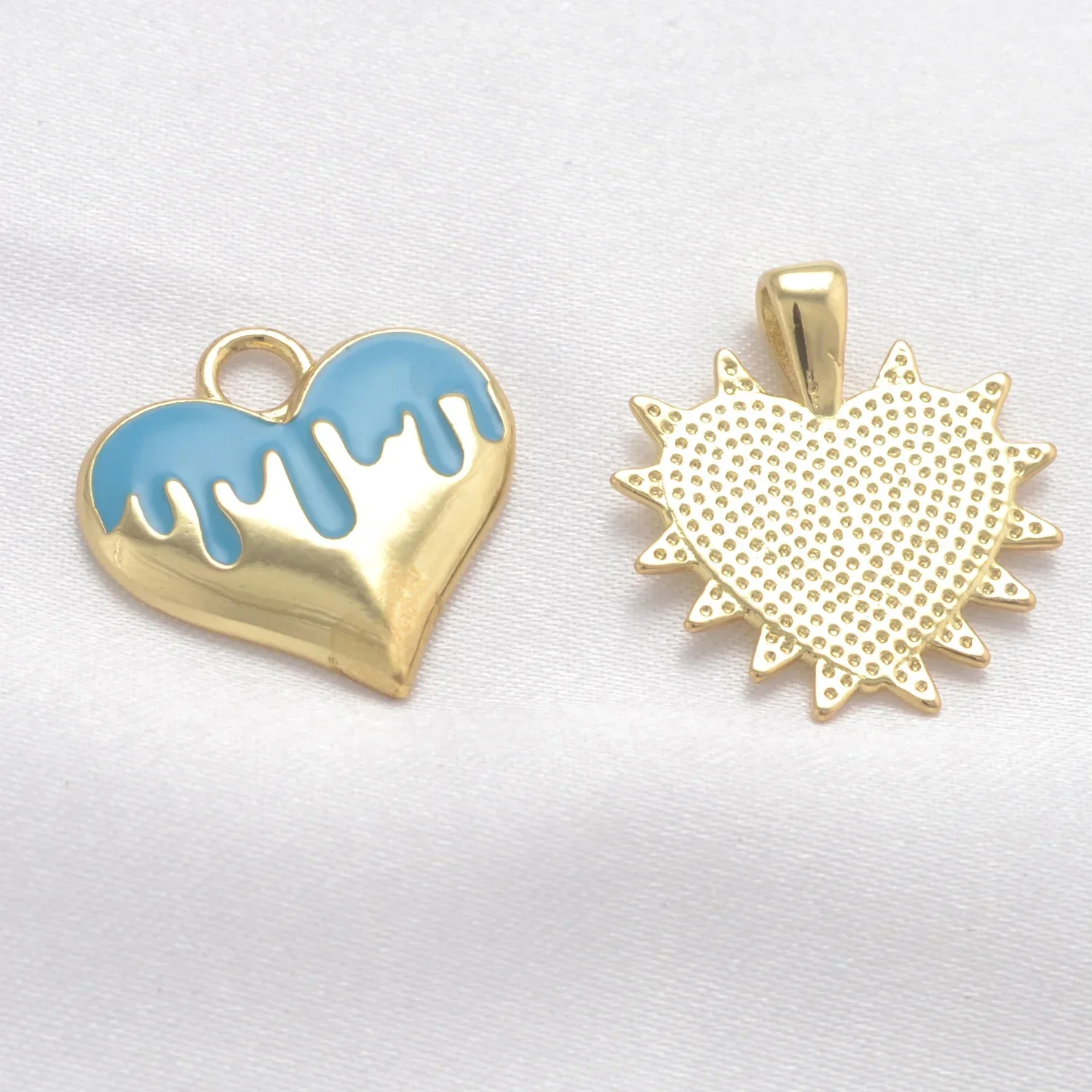 10Pcs Heart Pendant for Handmade DIY Earring Jewelry Making Supplies Inlay Zircon Pearl Hollow Accessories Brass Material Charms