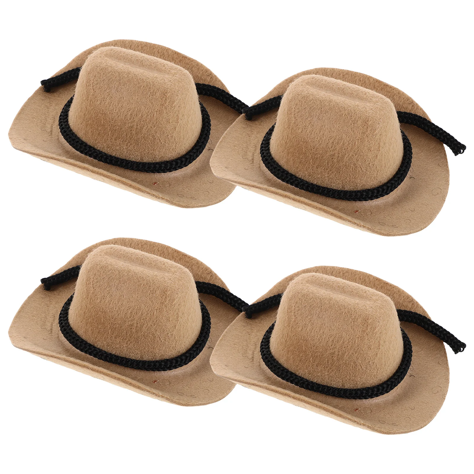 

4Pcs Mini Cowboy Hats for Retro Felt Finish Tiny Beanie Mini Cylinder Hat Western Style Cowgirl Hat Craft Accessory