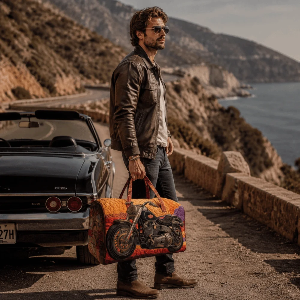 Fashion Large Capacity Quilted Duffle Bag Printed Flower Travel Duffel Bag Colorful Dog Gym Tote Bag Short-distance