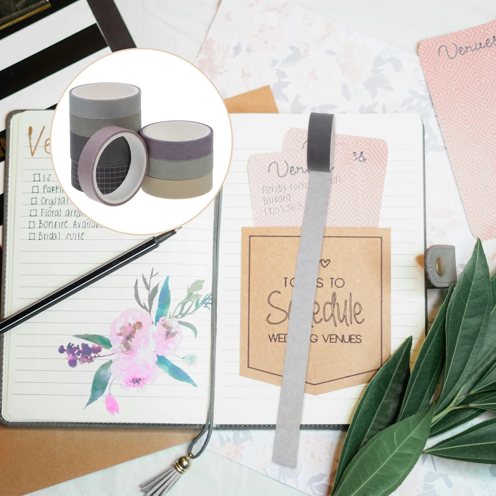 

8 Rolls Solid Color Washi Tape Tearable High Adhesion for DIY Crafts Journaling Scrapbook Decorative Adhesive Tape