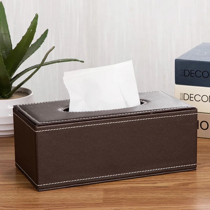 

Living Room PU Leather Tissue Boxes, Kitchen Rectangular Napkin Box, Anti-moisture Storage Container, Car Paper Holder for Home