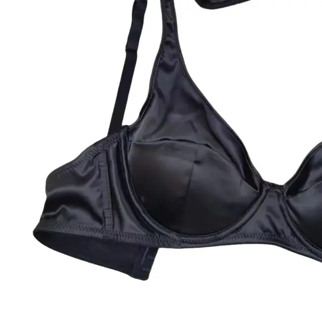 

KUCLUT Satin gathered bra set underwear thin comfortable non-marking large breasts show small push up lingerie briefs suit
