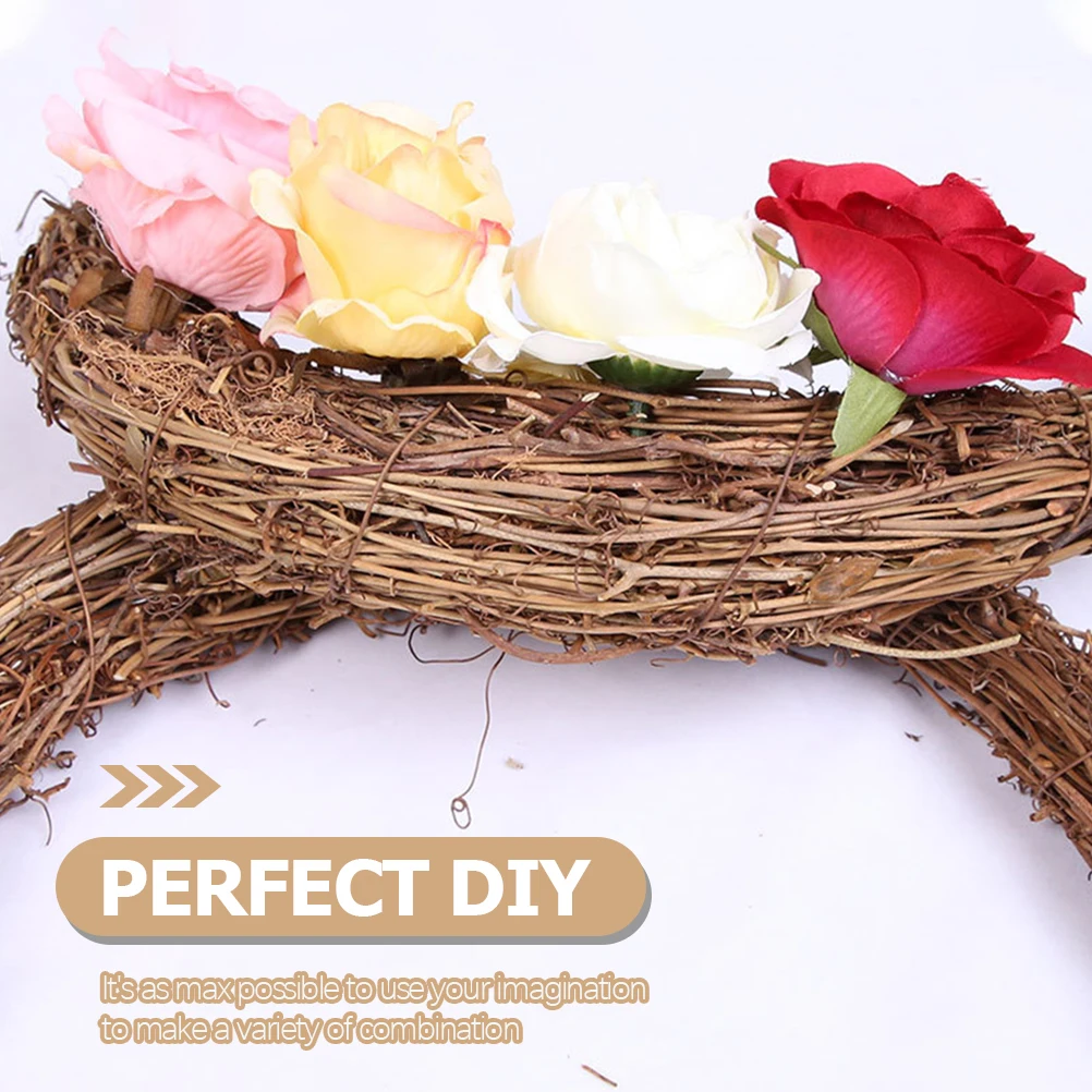 

2pcs Christmas Rattan Circle Garland Vine Frame DIY Crafts Wreath Decoration for Home Door Holiday Natural Wood Shape Vintage