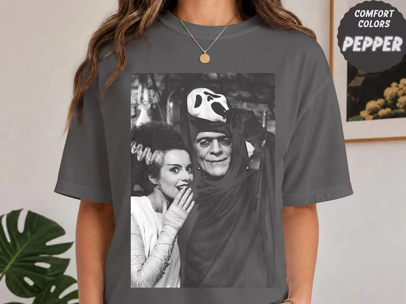 Frankenstein & Bride Reveal Shirt | Frankenstein Reveals Himself as Ghostface | Comfort Colors Horror Tee