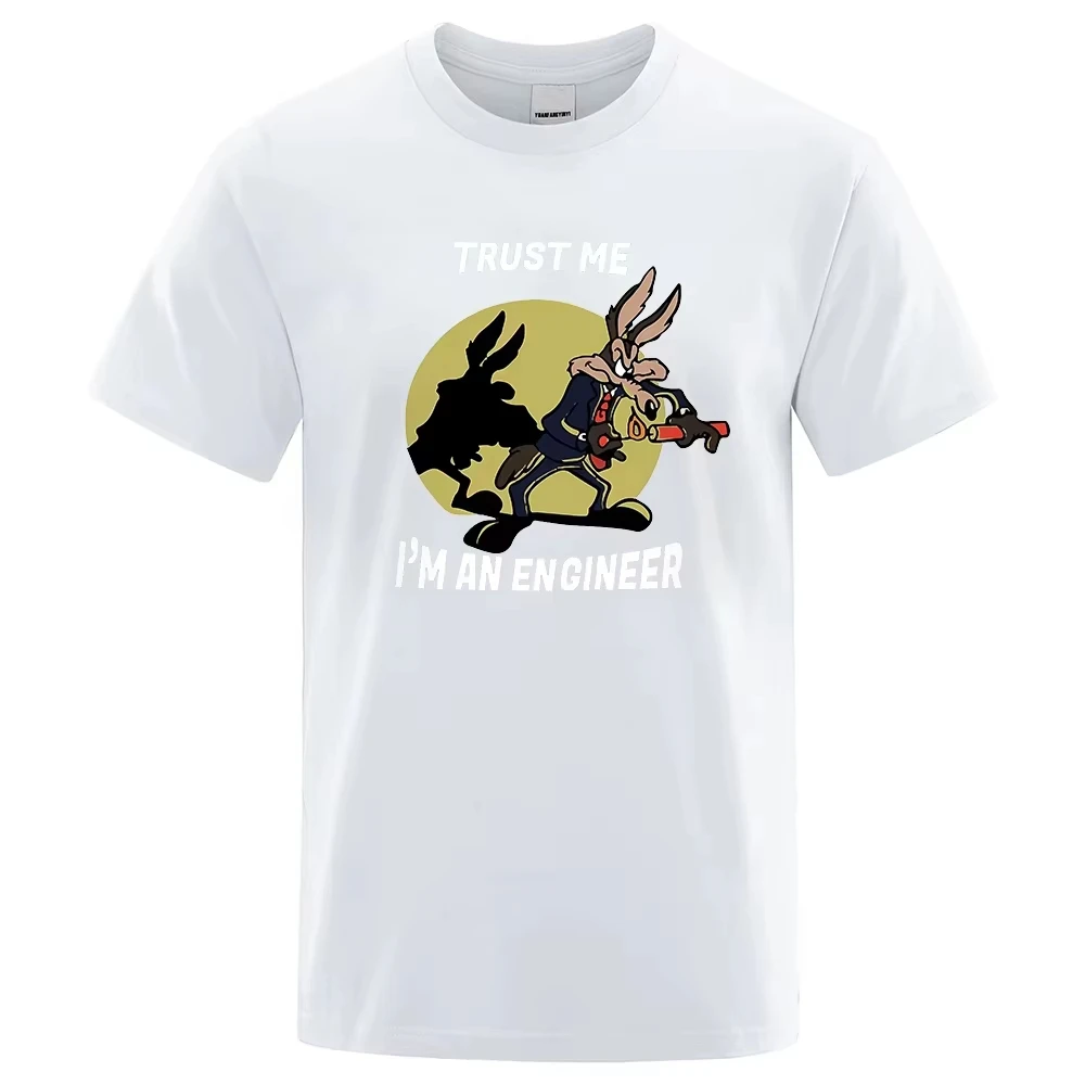 ثق بي أنا مهندس تي شيرت للرجال القطن الخالص تي شيرت تقليدي رقبة مستديرة الهندسة تيز الكلاسيكية رجل الملابس المتضخم #2