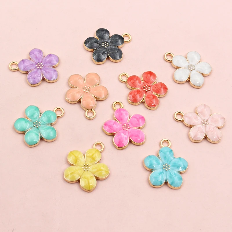 20pcs 17x14mm Flower Charms Pendant Enamel Alloy Small Cute Flower Charms DIY Jewelry Accessories Findings for Necklace Earrings