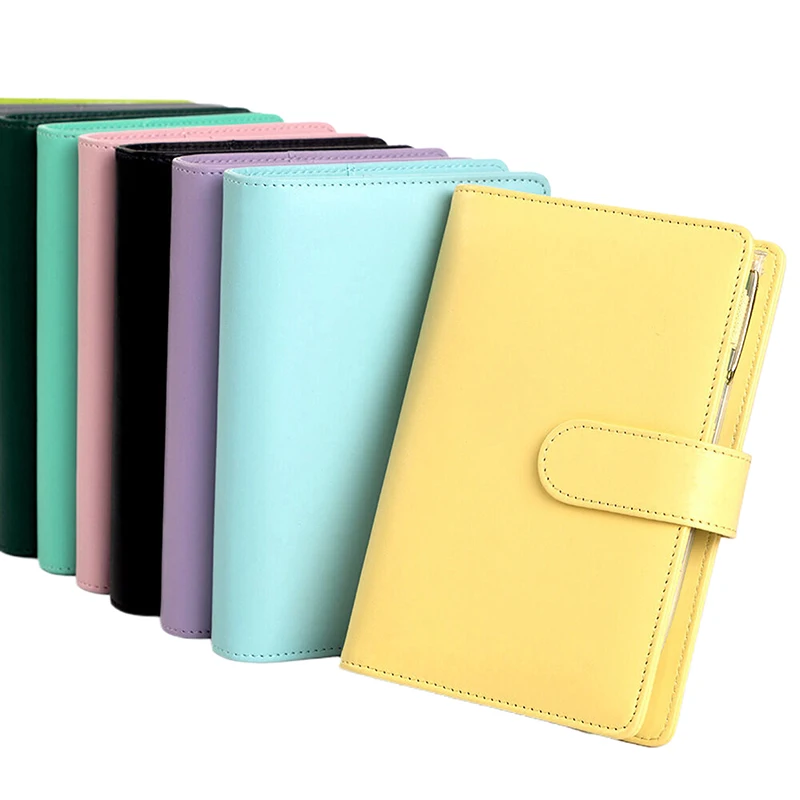 PU Leather Budget Binder With Cash Envelopes Pockets Zip Small French Budget Pouch Binder For Saving Money A6 Planner Organizer