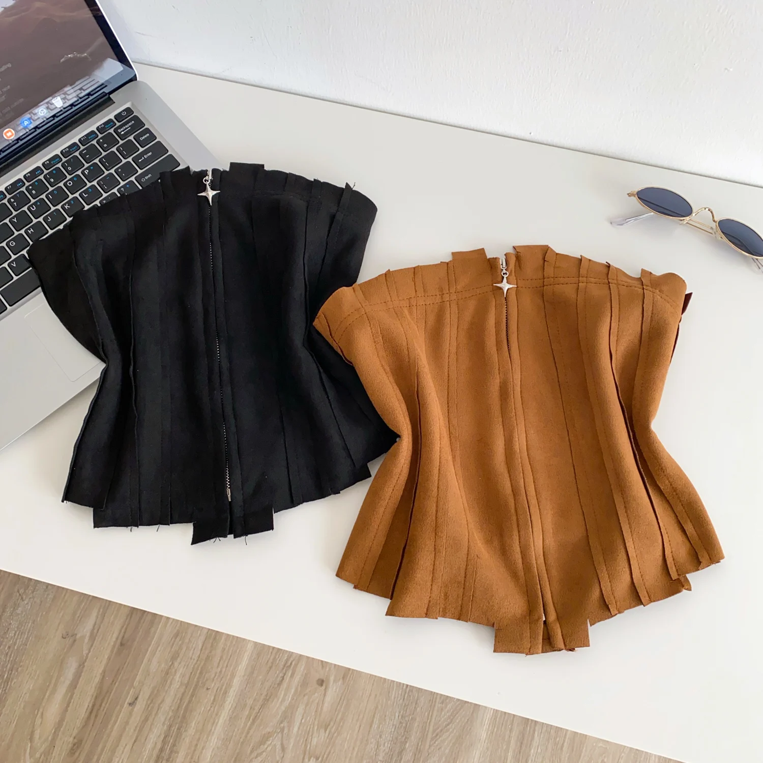 2026 New Autumn Chic Vintage slim Corset Bustier asymmetrical Blouse Korean Fashion Summer Beach Women Sling Top