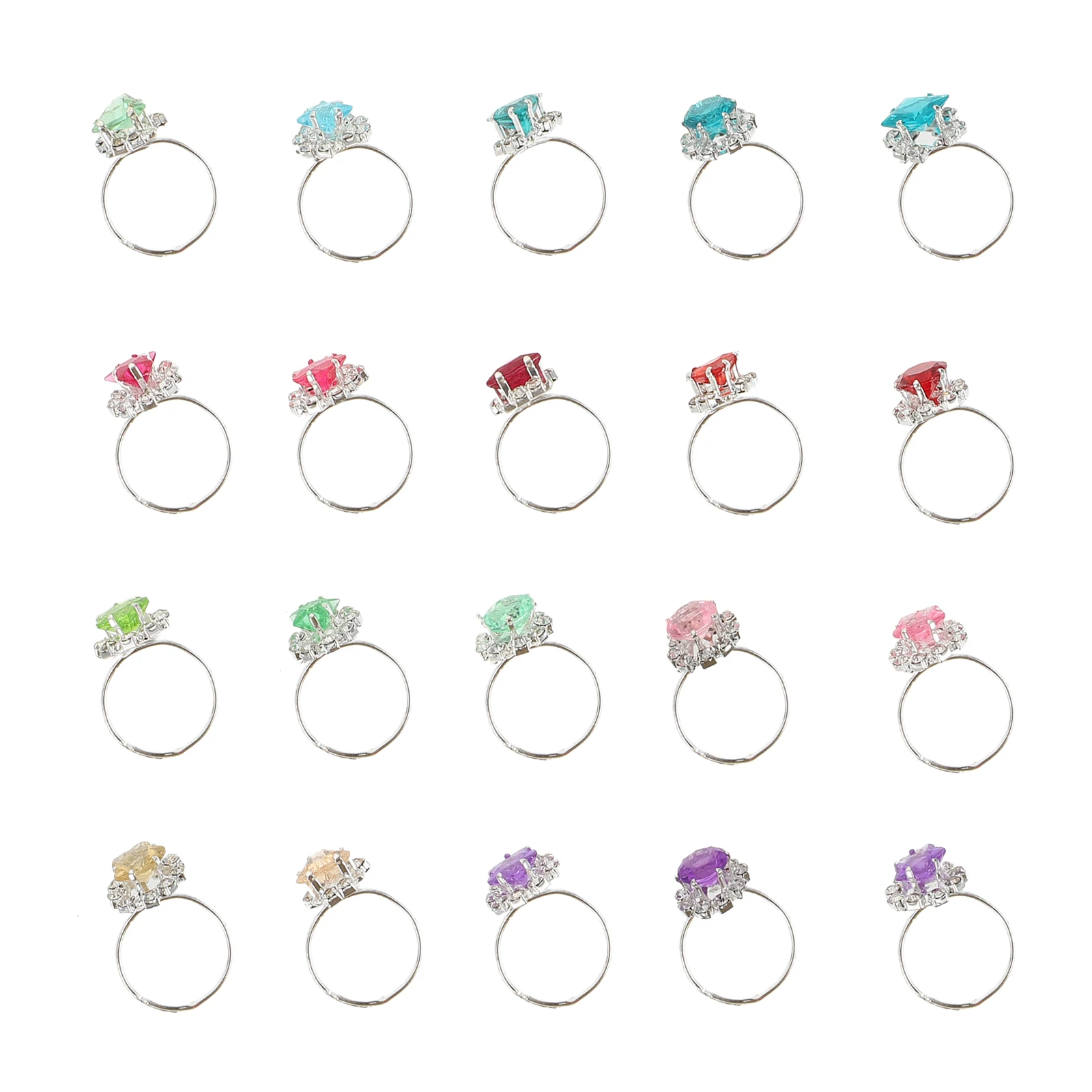 

20 Pcs Diamond Imitation Ring Child The Kids Rings for Girls Alloy Play Decorative