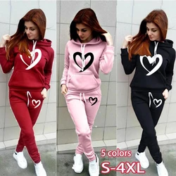 Fashion Women Track Suits Sports Wear Jogging Suits Ladies Hooded Tracksuit Set Clothes Hoodies+Sweatpants Sweat Suits