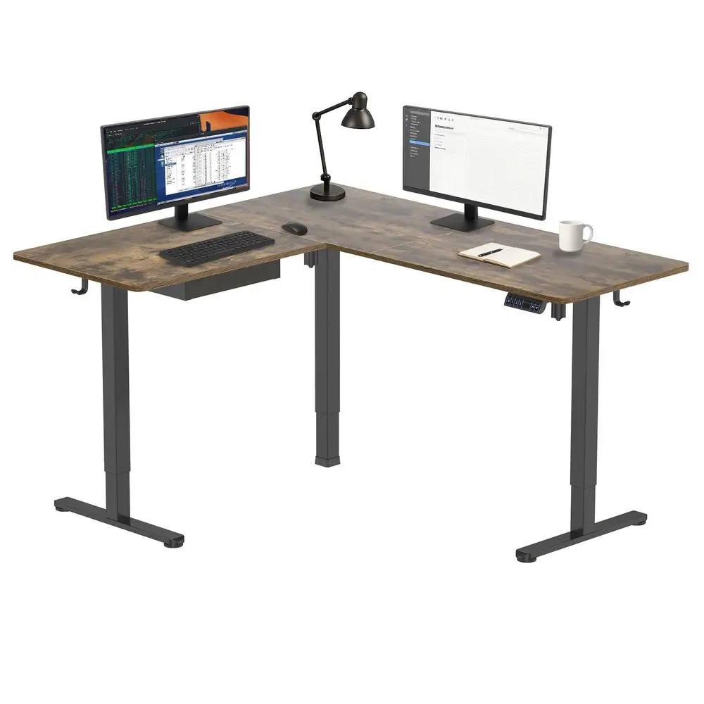 

L Shaped Standing Desk 63 Large Electric Corner Standing Desk, Height Adjustable Dual Motor Raises from 28.3 to 46.5, 3 Memory