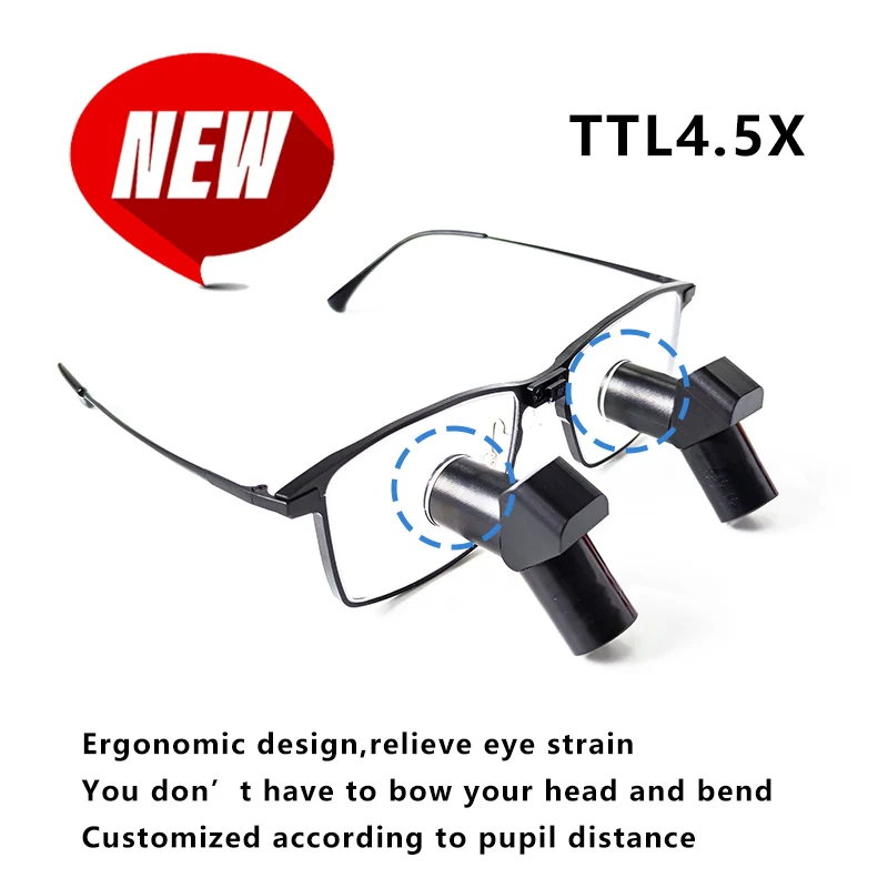 Burite New TTL4.5X Ergonomic Design 4.5X Ergo Prism Loupes Dental ENT Surgical IPD Customized binocular loupes（ERGO-TTL-4.5X)