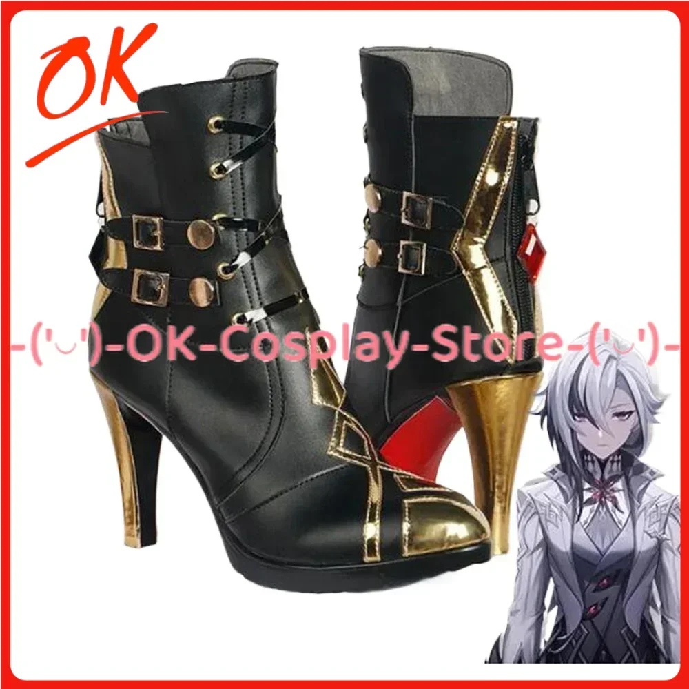 

[Индивидуальные] Arlecchino, обувь для косплея, игра Genshin Impact Fatui Harbinger Fontaine, аниме, реквизит для ролевых игр, вечерние ботинки из искусственной кожи