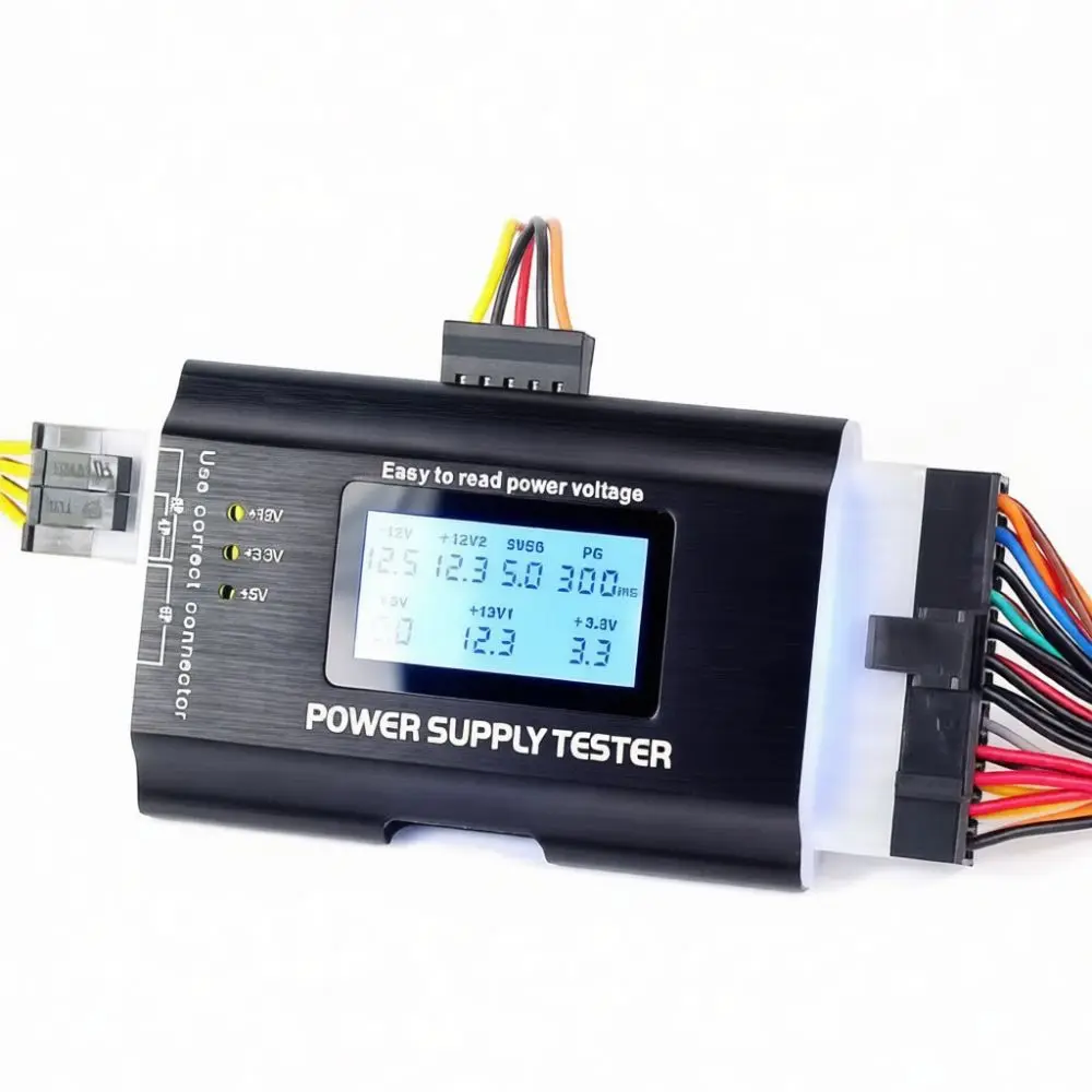 Desktop Computer Power Supply Tester LCD Screen ATX Diagnostic Tool Electrical Voltage Checker Maintenance Gauge Instrument