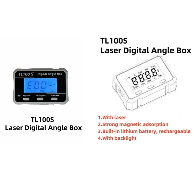 Laser Digitaler Winkelmesser und Neigungsmesser, hochpräzise 0,1 °   für RC Drohnen/Flugzeuge, 360° °   Pitch Gauge LCD, Magnet USB Aufladen