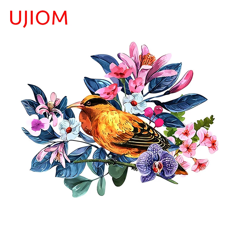 UJIOM 13cm X 10.2cm Flowers Plants Wall Sticker Vinyl Scratch Proof Sofa Wall Toilet Decal Bathroom Decoration Accessories