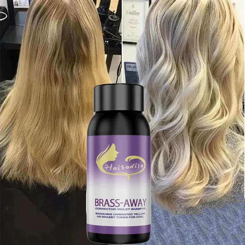 30ML Gray Color Fixing Hair Dye Shampoo Cover Gray Hair Fade Yellow After Bleach Hair Shampoo Non-irritating Purple Shampoo