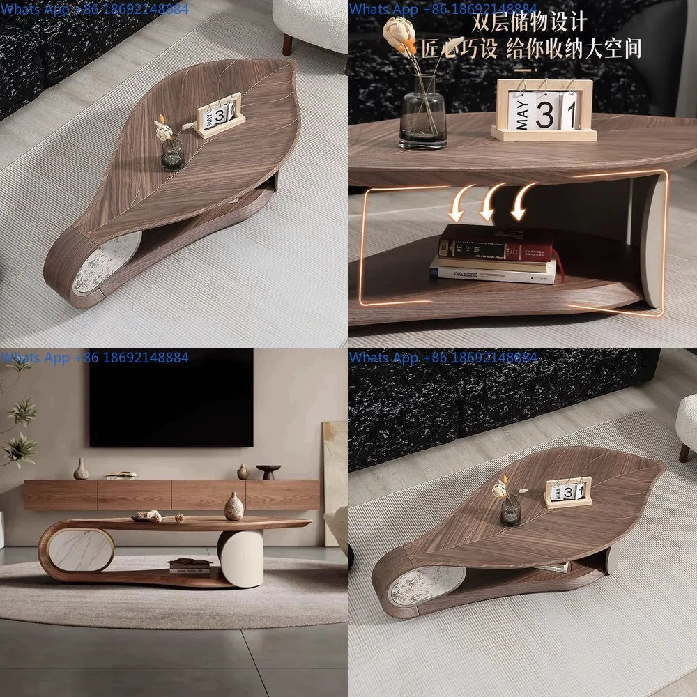 

Oversized Luxury Coffee Table Minimalist 2025 New Arrival Faux Wood Compact Modern Living Room Creative Home Table