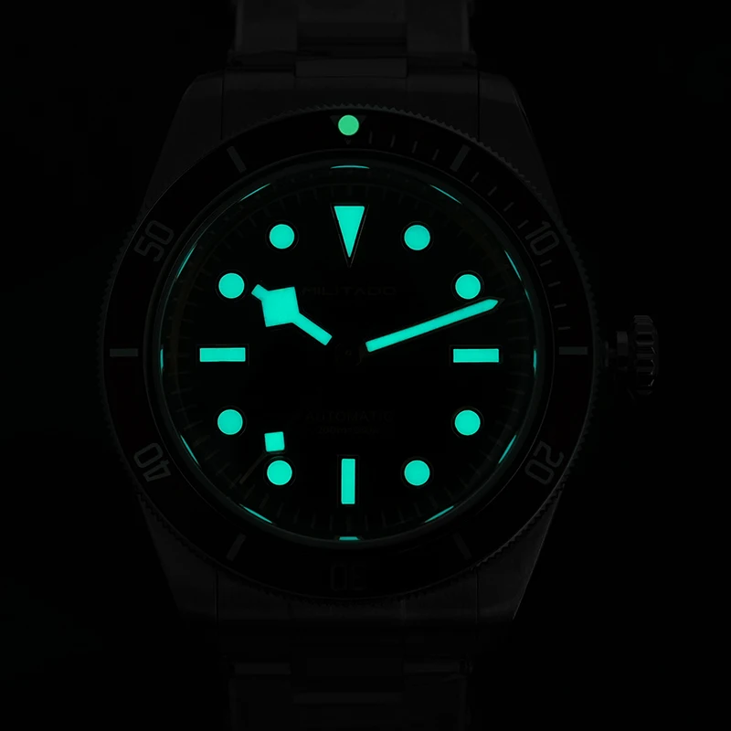 Militado ML06 BB58 NH35 Automatic Movement Domed Sapphire Crystal Super Luminous Watches 200M Waterproof Wristwatch Men