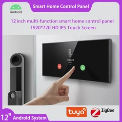 New arrival 12.3 inch Tuya smart home control panel Zigbee gateway with touch screen LCD display background music speaker