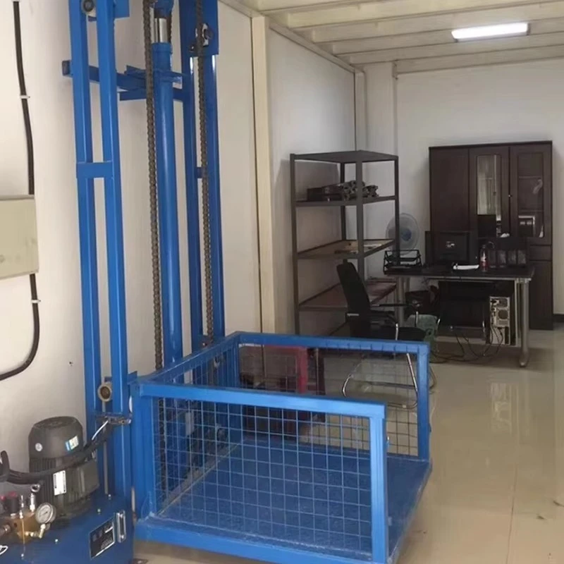 Simple Guide Rail Lifting Platform, 3M Height 500KG Load Hydraulic Freight Elevator for Home Factory Warehouse, Electric Hoist
