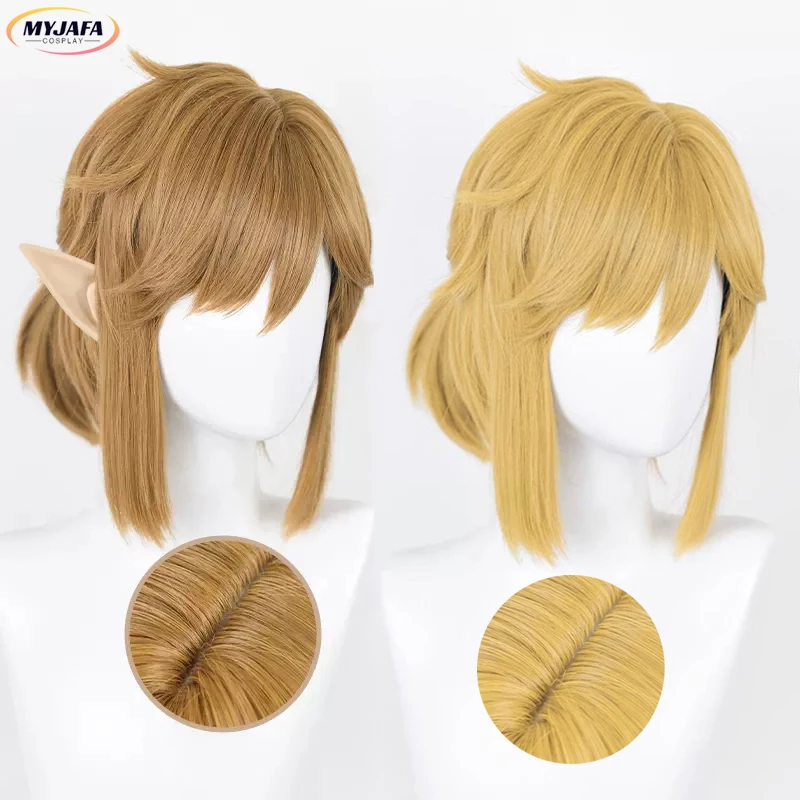 Link Cosplay Wig Twilight Princess Cosplay High Quality Blond Brown Heat Resistant Synthetic Hair Game Anime Wigs + Wig Cap