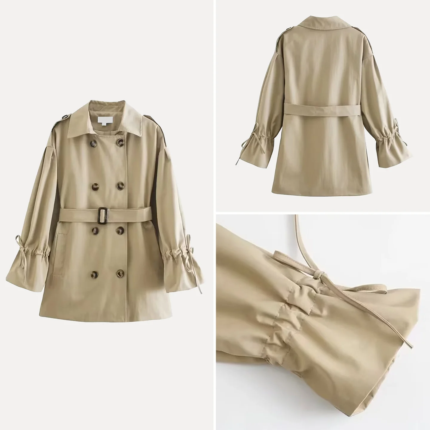 

Новинка осени 2025: Женская модная ветровка с индивидуальным дизайном, поясом и манжетами на завязках, элегантная, для повседневной носки