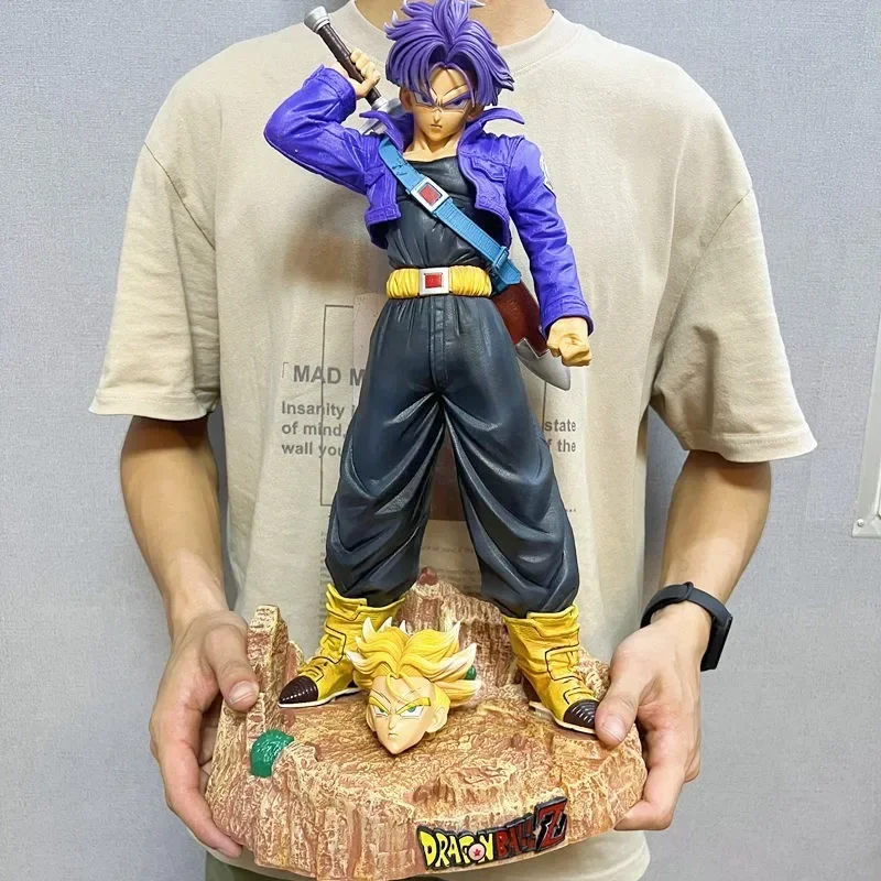 50cm Dragon Ball Anime Gk Figures Torankusu Trunks Action Figure Double Heads Super Saiyan Models Statue Collect Toys Gifts