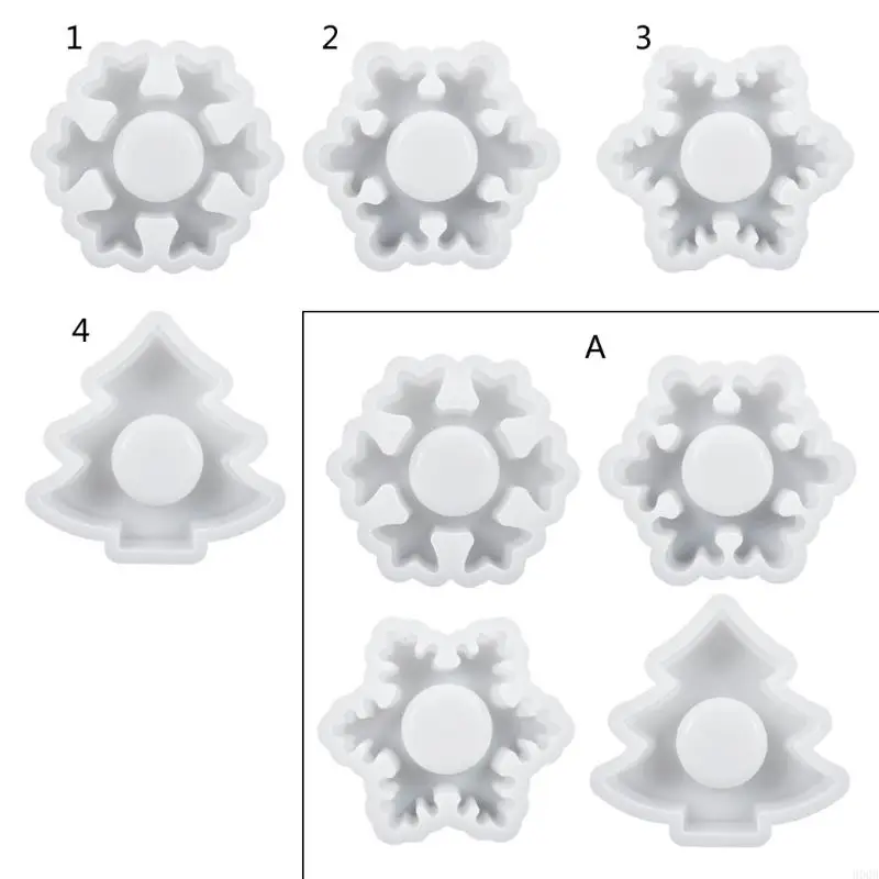 

900B 1/4Pcs Snowflake Holder Molds Crystal Snowflake Candlestick Resin Mold