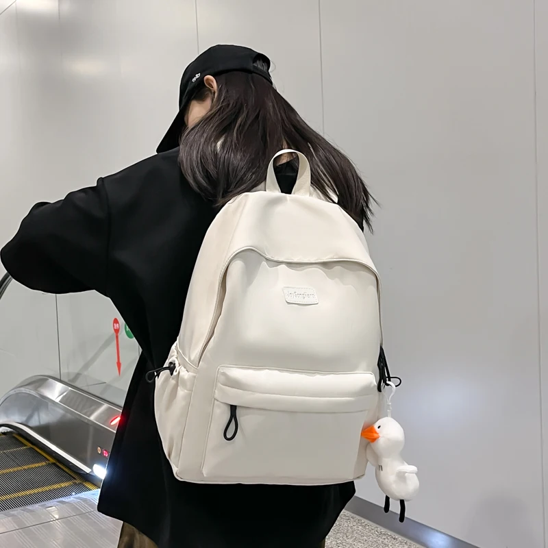 

Women's Casual Large Capacity Backpack Simple Travel School Bag Solid Color Double-Shoulder Bag for Students And Leisure