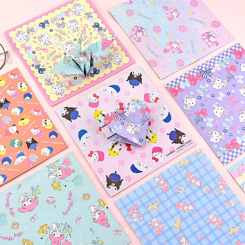 10set/lot Sanrio Kuromi Melody Cinnamoroll Kitty Memo Pad Cute Handmade Paper Origami Paper DIY Scrapbooking Craft Decoration