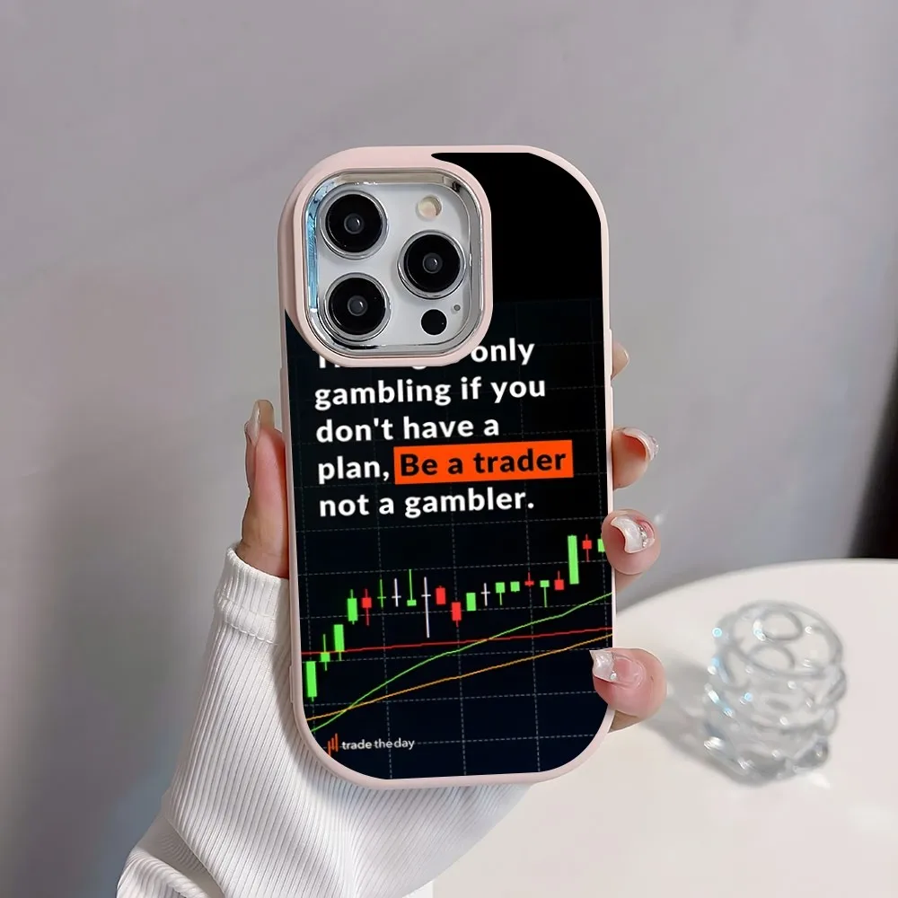 Day Trading Day Trader Trader Trading Phone Case Plating Camera Oval Soft Silicone For IPhone16 15 11 12 13 14 Pro Max Thicken C