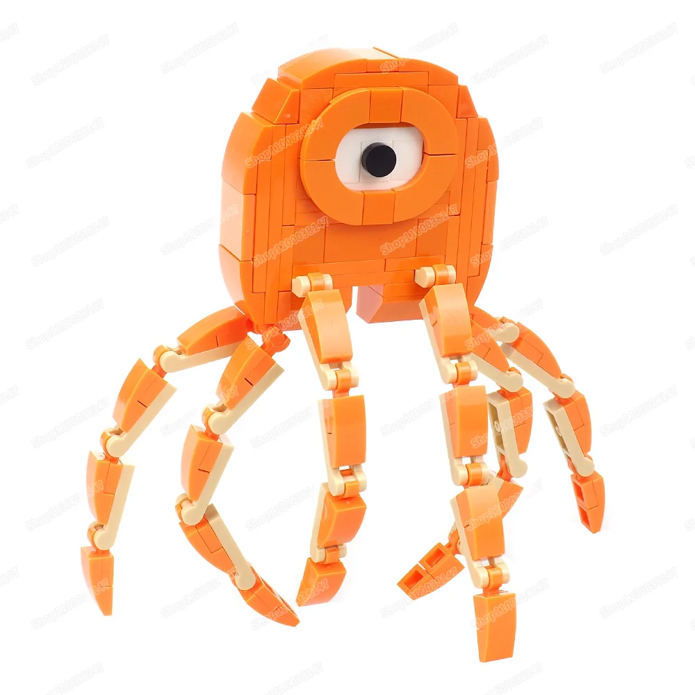 Orange Color Eight Claws One-Eyed Fear Building Block Figures Monster Kindergarten Mutations War Scenes Model Child Gift Boy Toy