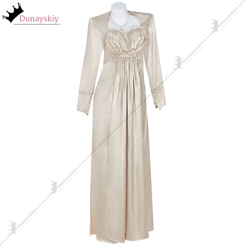 Cosplay Lady Dress Alcina Dimitrescu Costume Elegant Long Sleeve Satin Dress Evening gown Full Set Halloween Disguise Ornament view 2