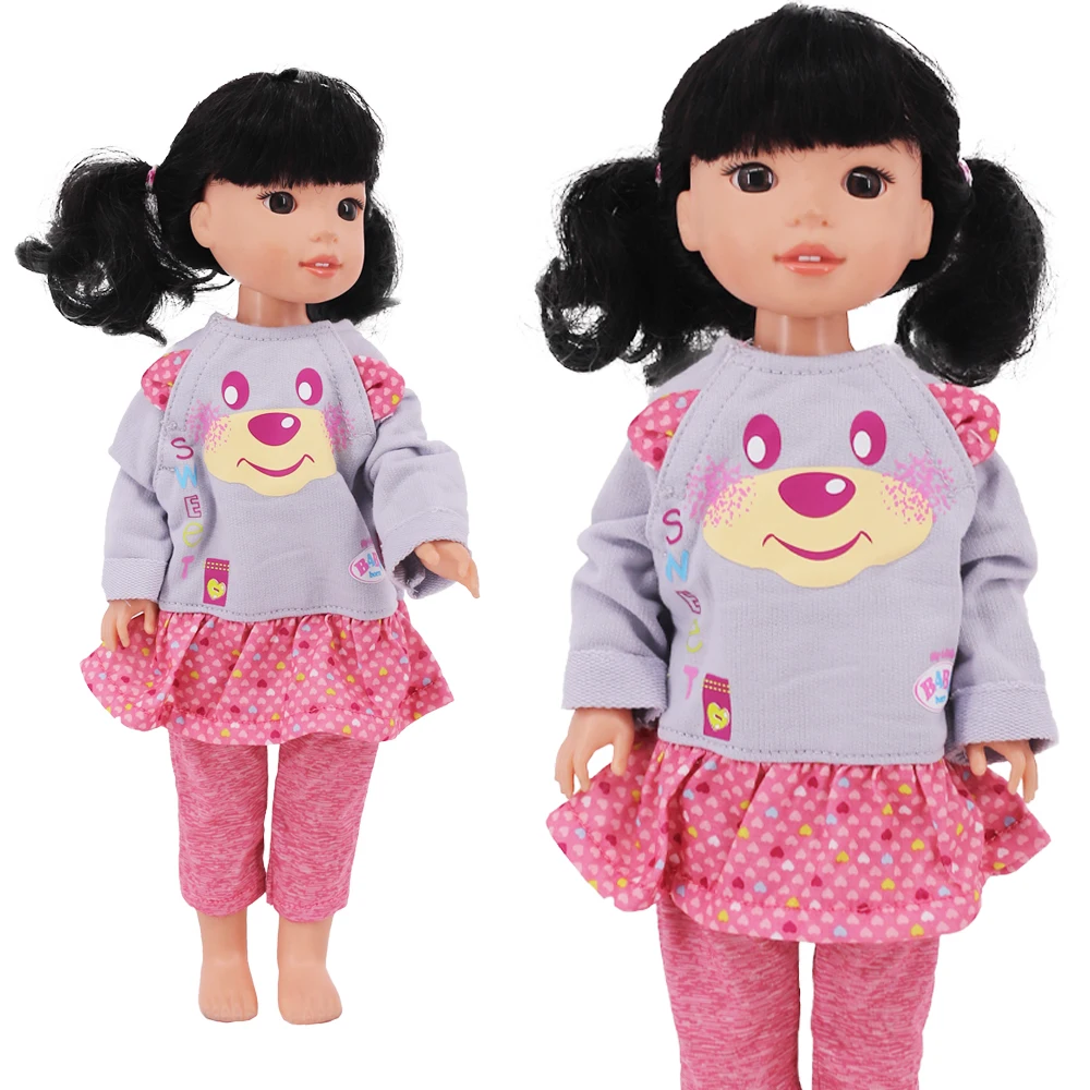 Kawaii Print Bodysuit For 14.5Inch Wellie Wisher&32-34Cm Paola Reina Pop Clothes Dress Doll Accessories,Baby Birthday Gift