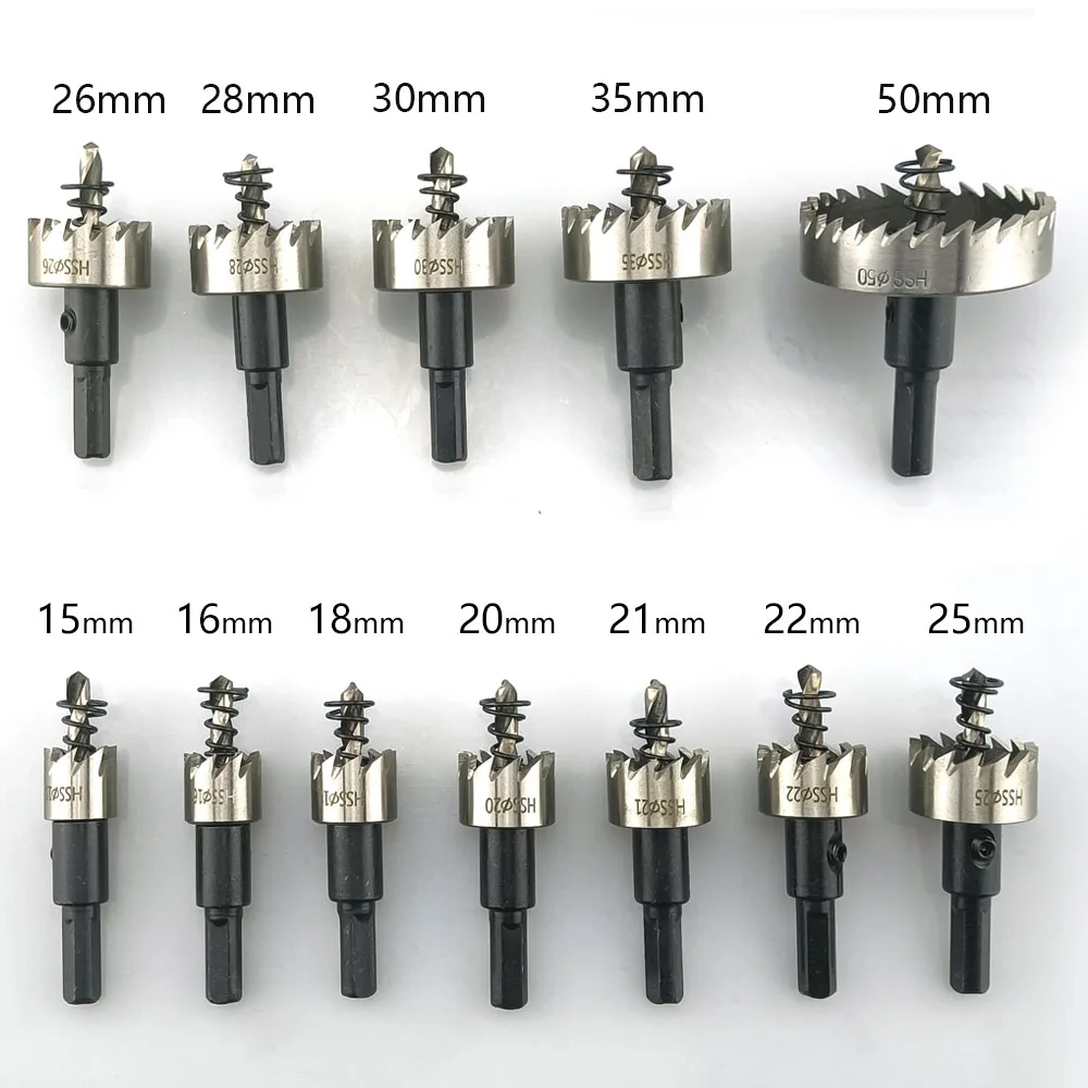 12Pcs 15-50mm HSS Hole Saw Set High Speed Steel Drill Bit Drilling Crown for Metal Alloy Stainless Steel Wood Cutting Tool