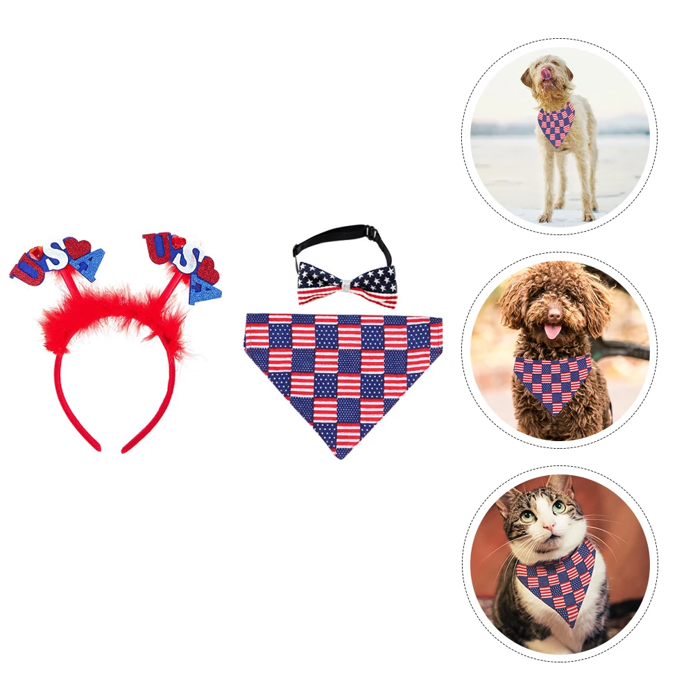 

Pet Headband Set Triangle Scarf Fashionable Hairband Practical Creative Hair-hoop