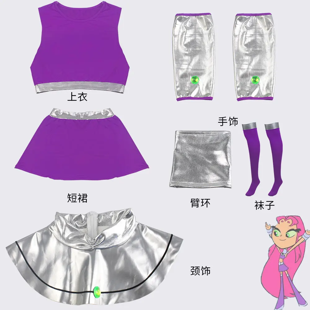 Disfraz de Anime Starfire Teen Titans, disfraz de Super Cosplay, mono de héroe, mono Zentai, trajes de fiesta sexys para Halloween para hombres y mujeres
